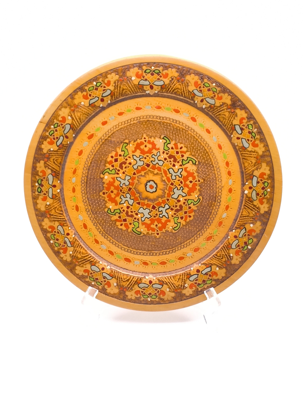 Vintage Hutsul Hand Carved Wood Wall Plate - Ukrainian Folk Art